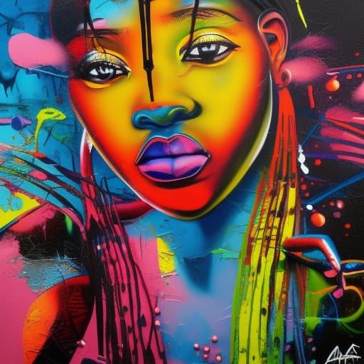 Colorful Polychromatic African Graffiti Art