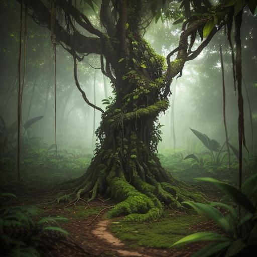 Surreal Macro: Nut in Dreamlike Jungle Setting