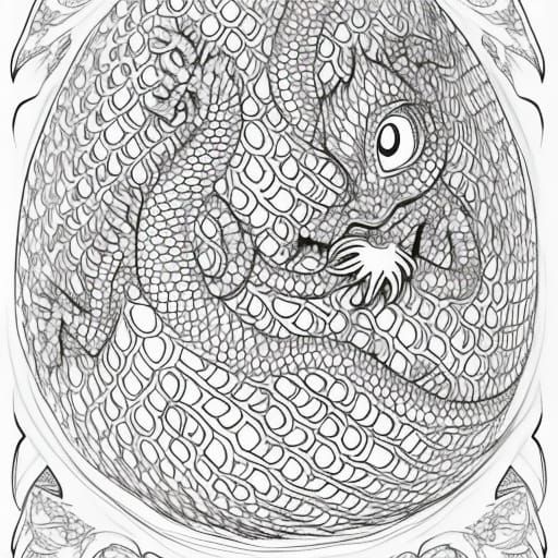 Baby Dragon Hatching Coloring Page Outline