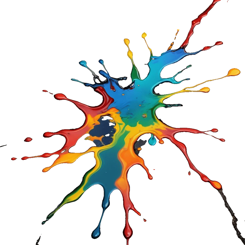 Abstract Dripping Paint Art in Complementary Colors