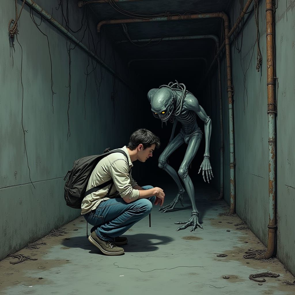 Sewer Doppelganger in Dark Comic Style