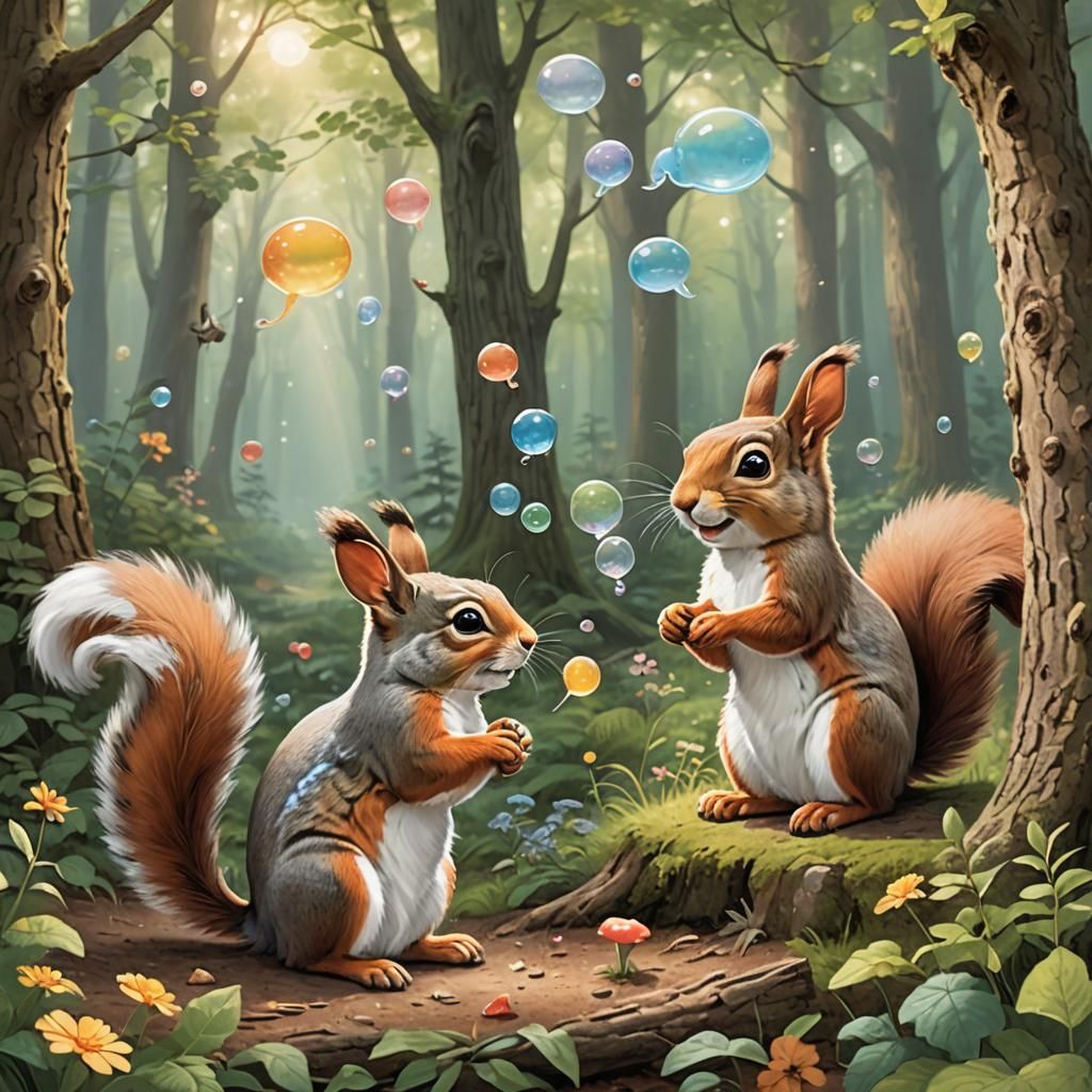 Woodland Friends: Squirrel and Bunny Chat