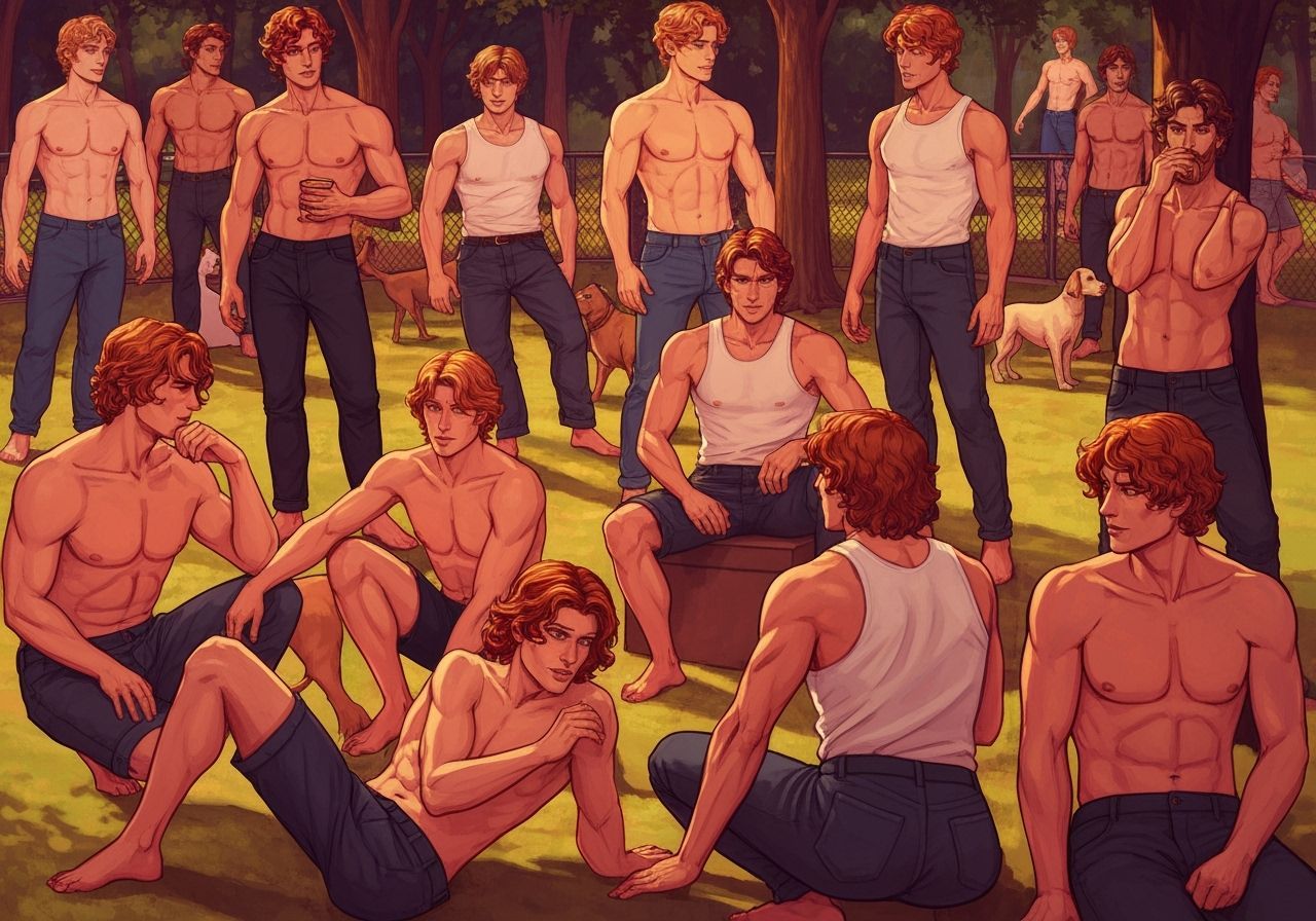 Auburn Men in Dog Park, Paul Cadmus Style