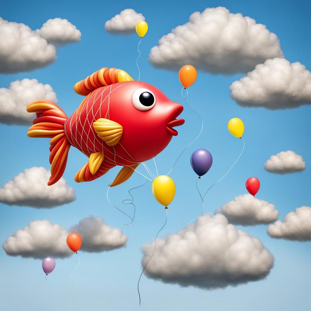 Balloon Fish Swimming in the Sky