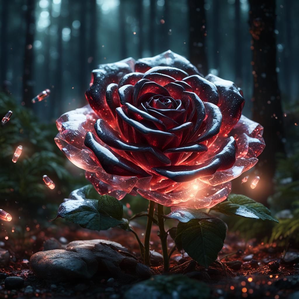 Crystal Rose in Forest 3D Animation