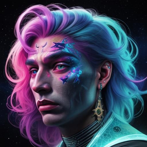 Holographic Cosmic Illustration in Psychedelic Style