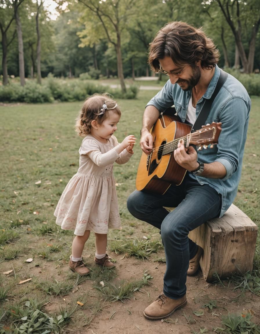 Guitarist Shares Music with Daughter