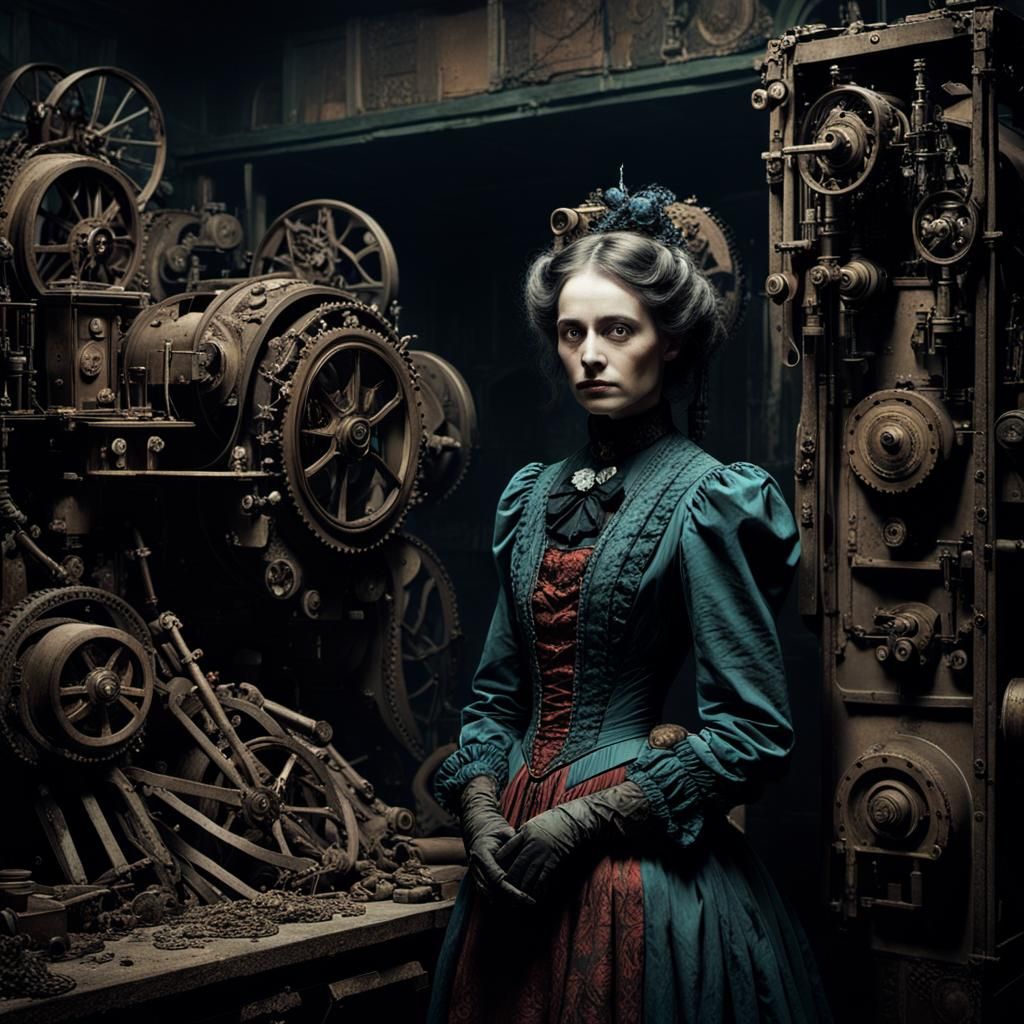 Eerie Dark Lady in Backrooms: Surreal Portrait