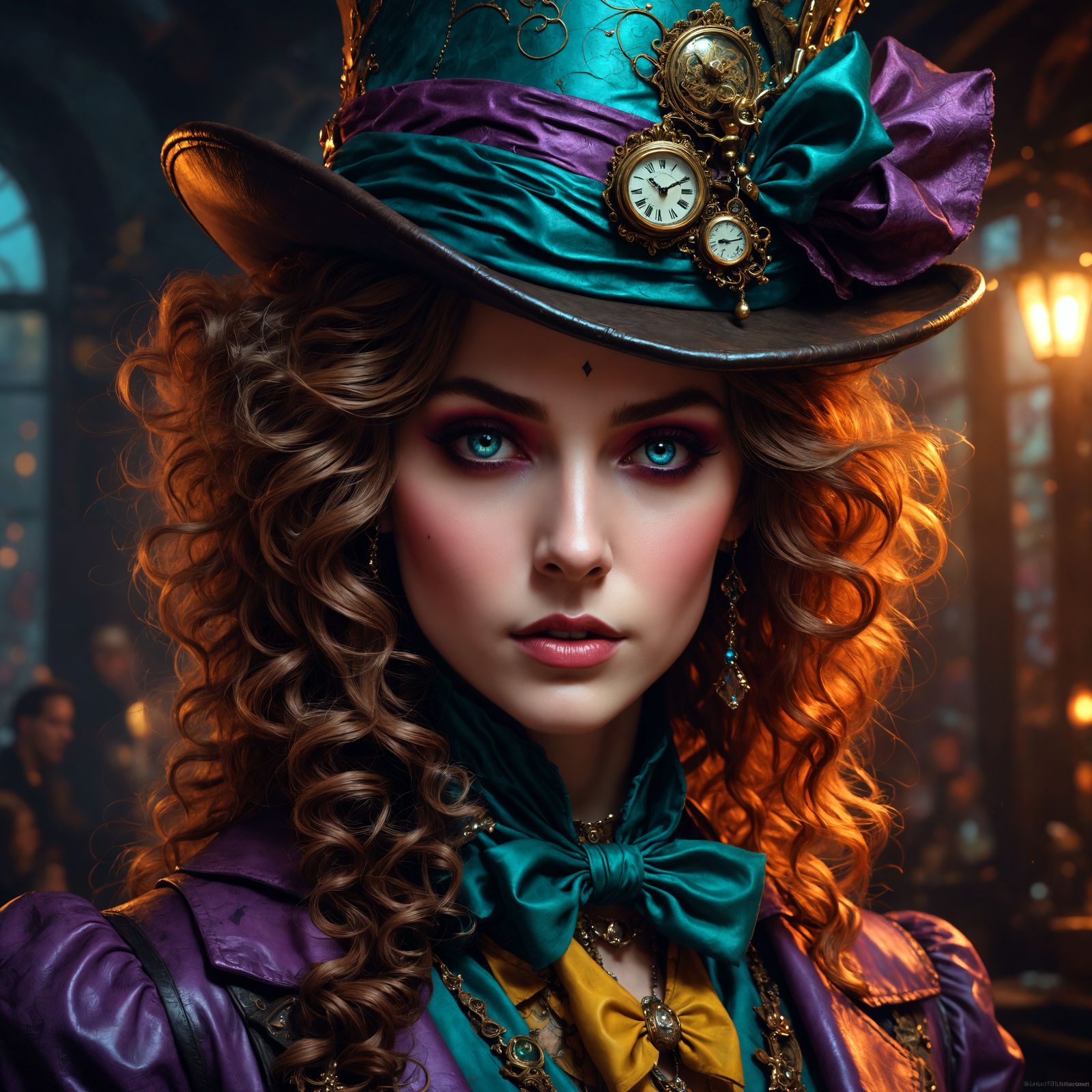 Beautiful Mad Hatter Portrait in Detailed Fantasy Style