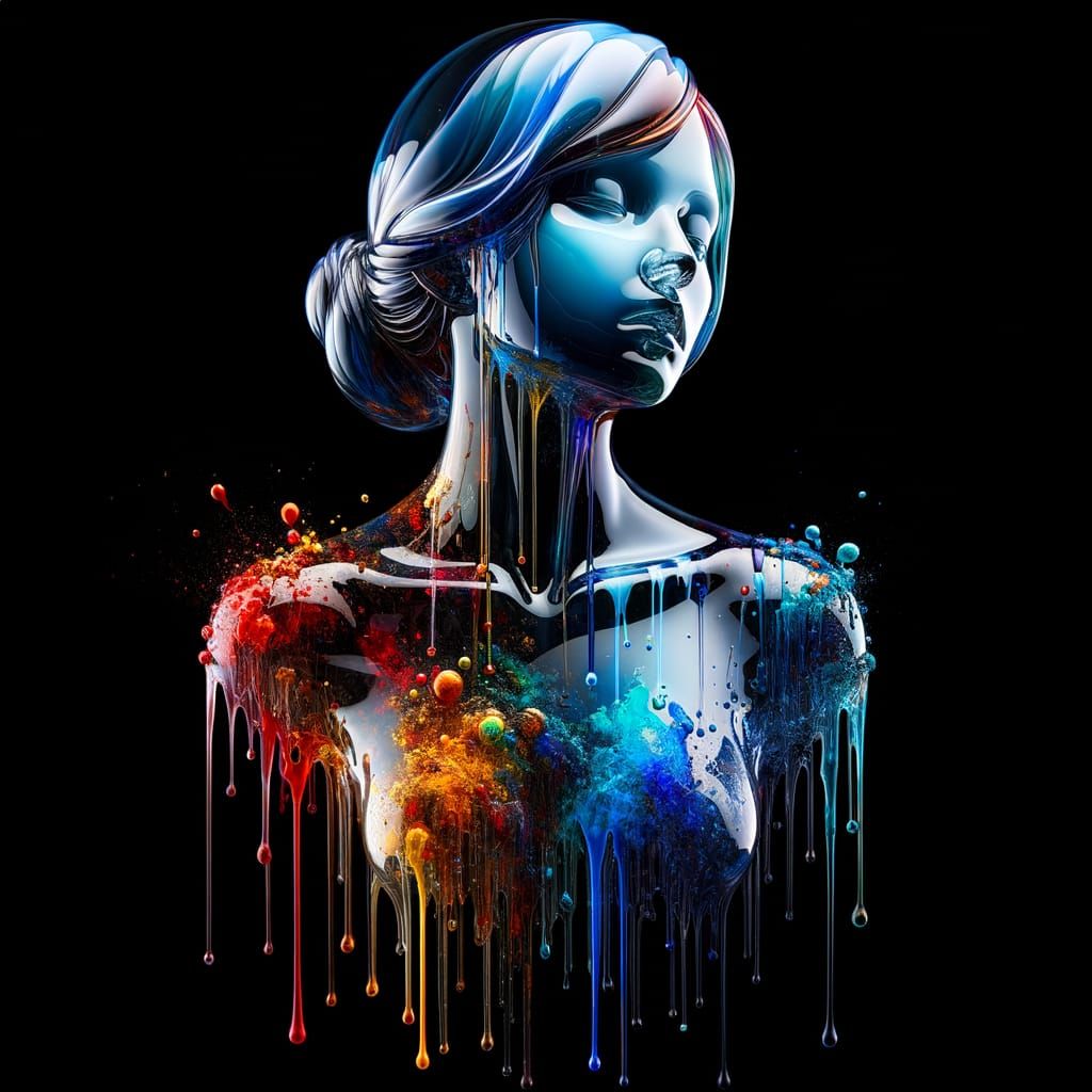 Glass Goddess in Vibrant Splash Art