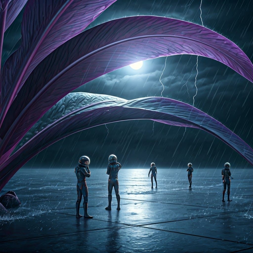 Alien Plant Refuge in Turbulent Nighttime Storm