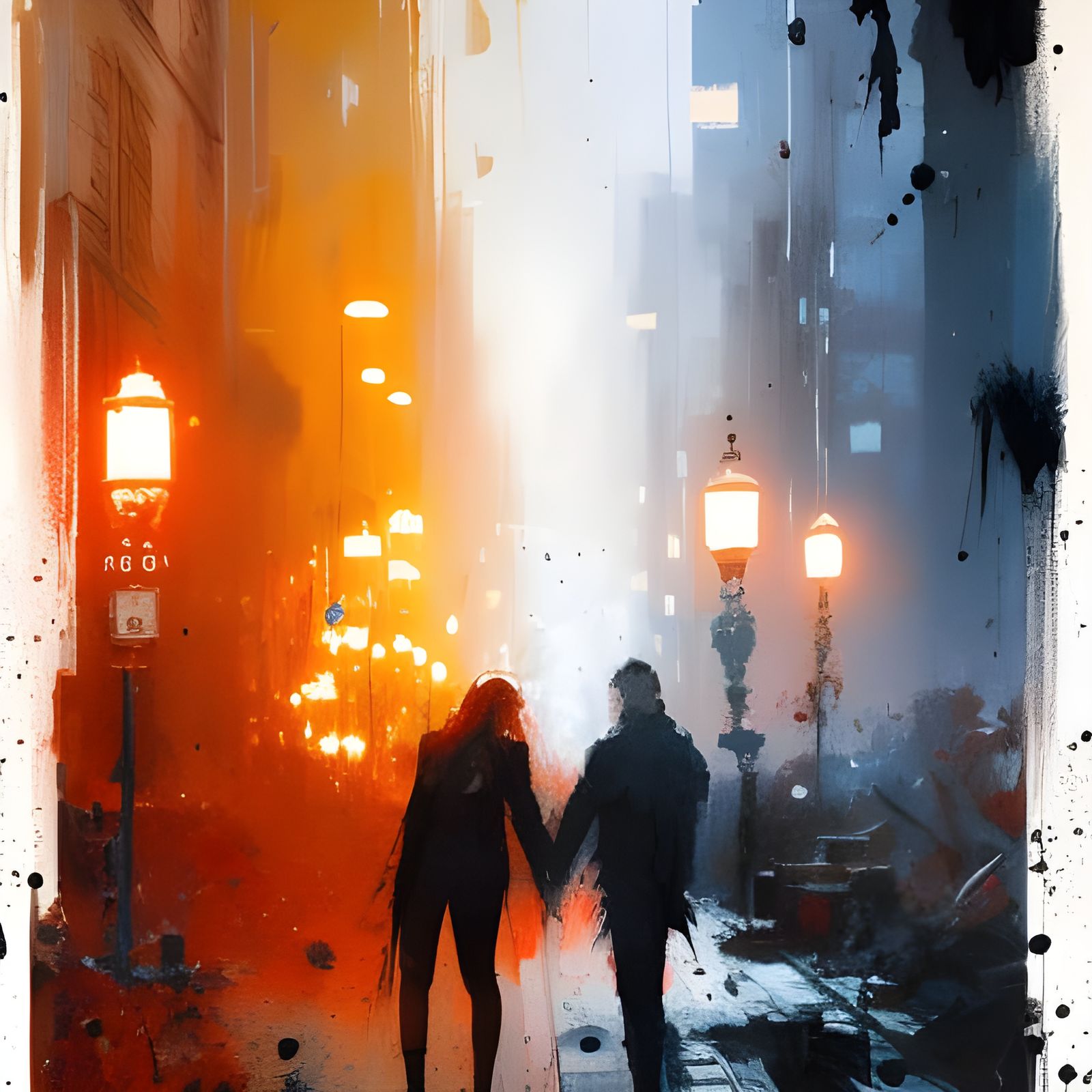 Lovers Holding Hands in Speedpaint Horror Style