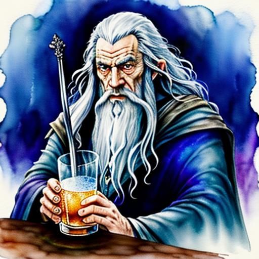 Gandalf Portrait in Alcohol Ink Style