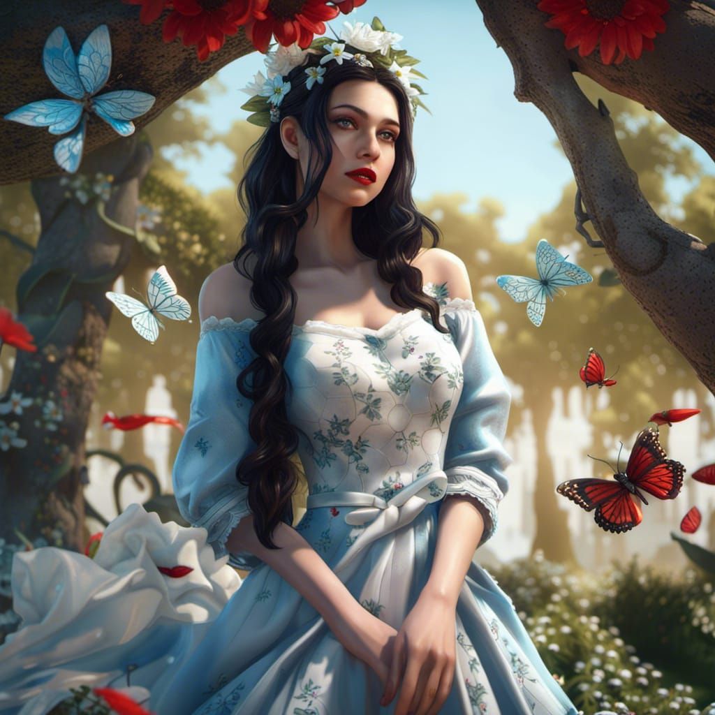 Young Woman with Dark Hair in 3D Game Style