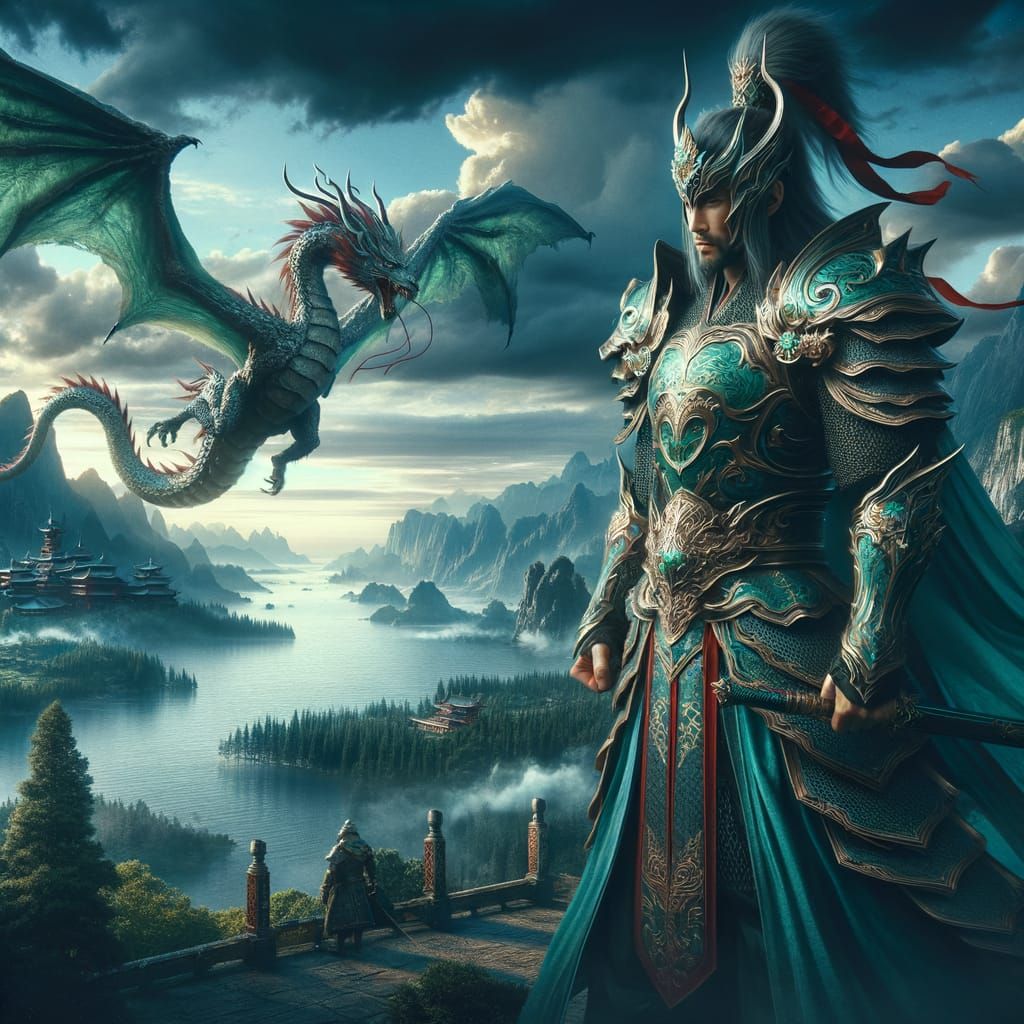 Jade Warrior and Dragon Overlook Ancient China