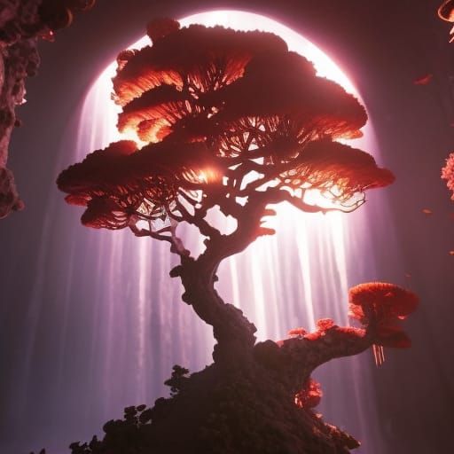 Magical Lava Tree: Fantastical Artgerm-Inspired Image