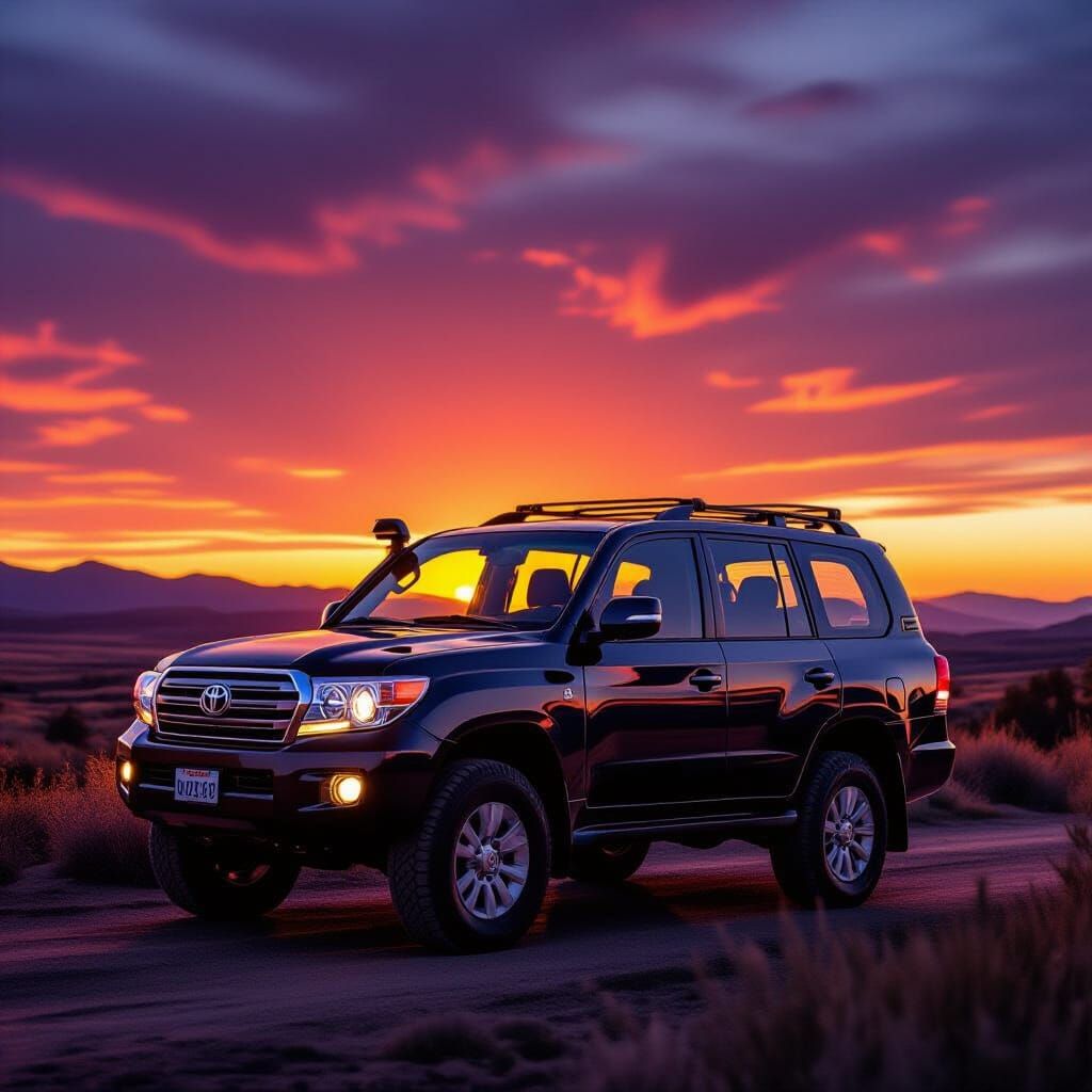 200 Series Land Cruiser at Dramatic Sunset