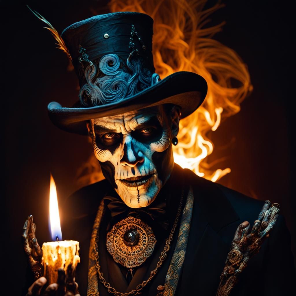 Baron Samedi with Candle in Photorealistic Style