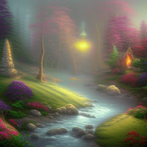 Ethereal Misty Forest in a Fantasy Style