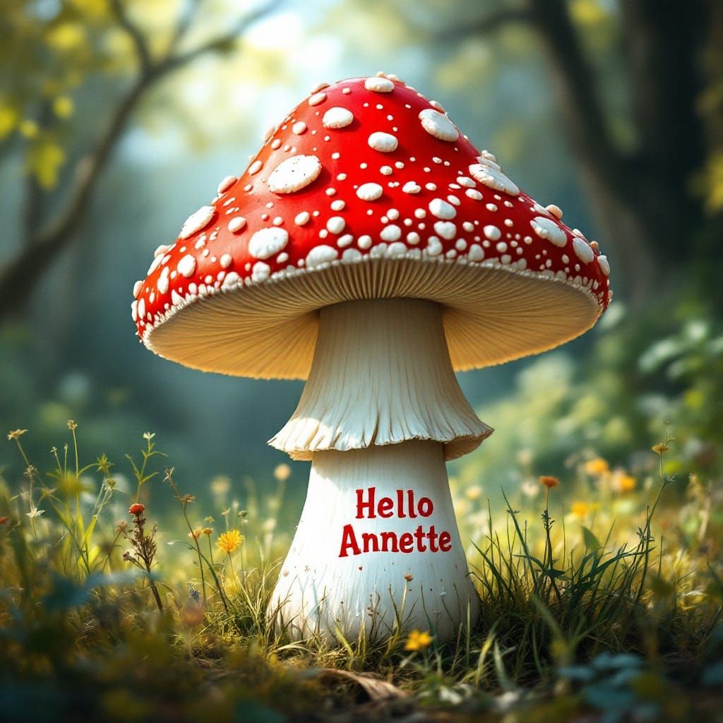 Mushroom Message in White Dots