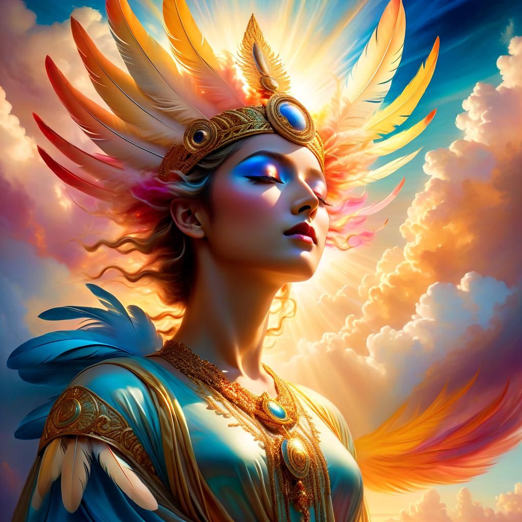 Ethereal Deity Portrait in Surrealist Style