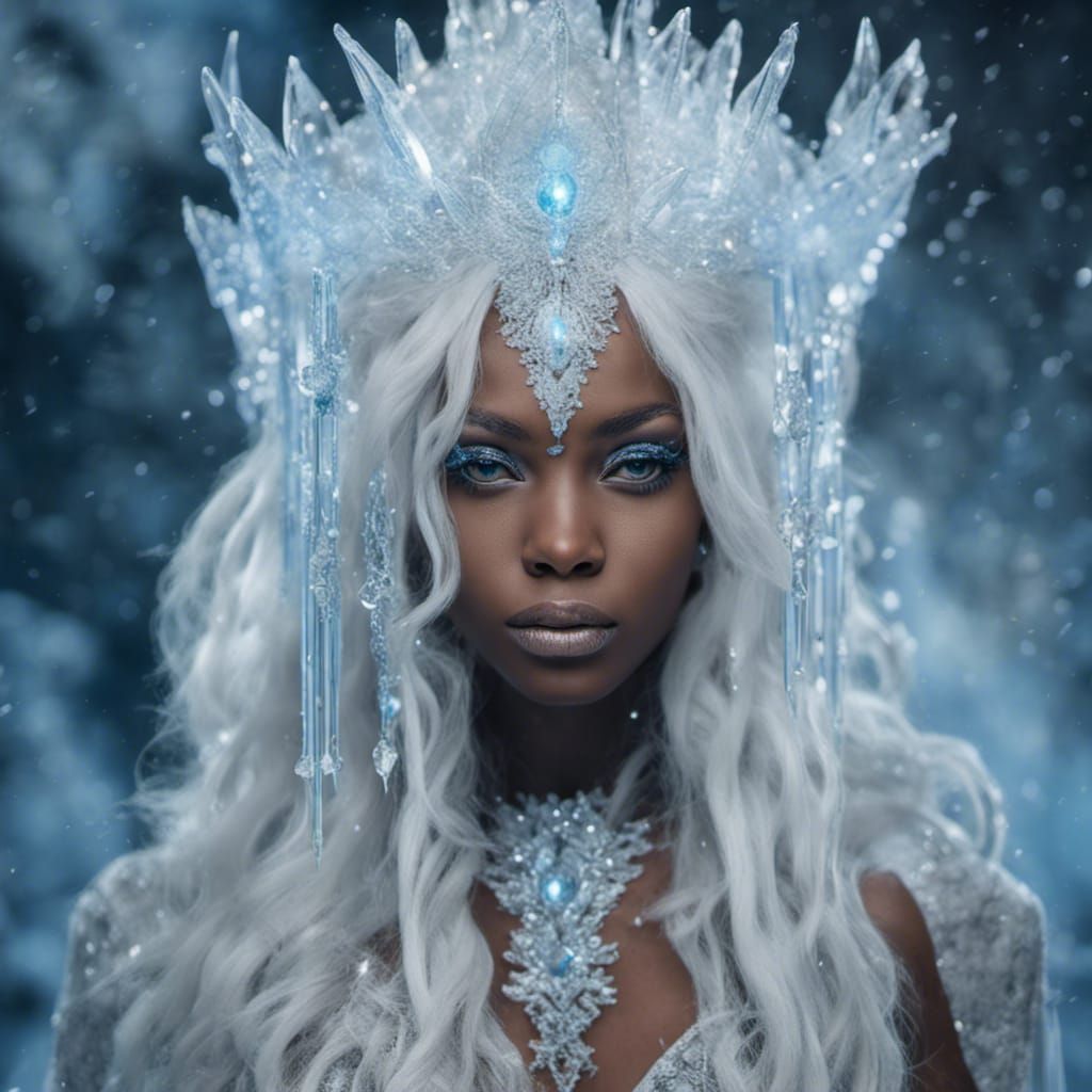 African Ice Queen in Anime Style
