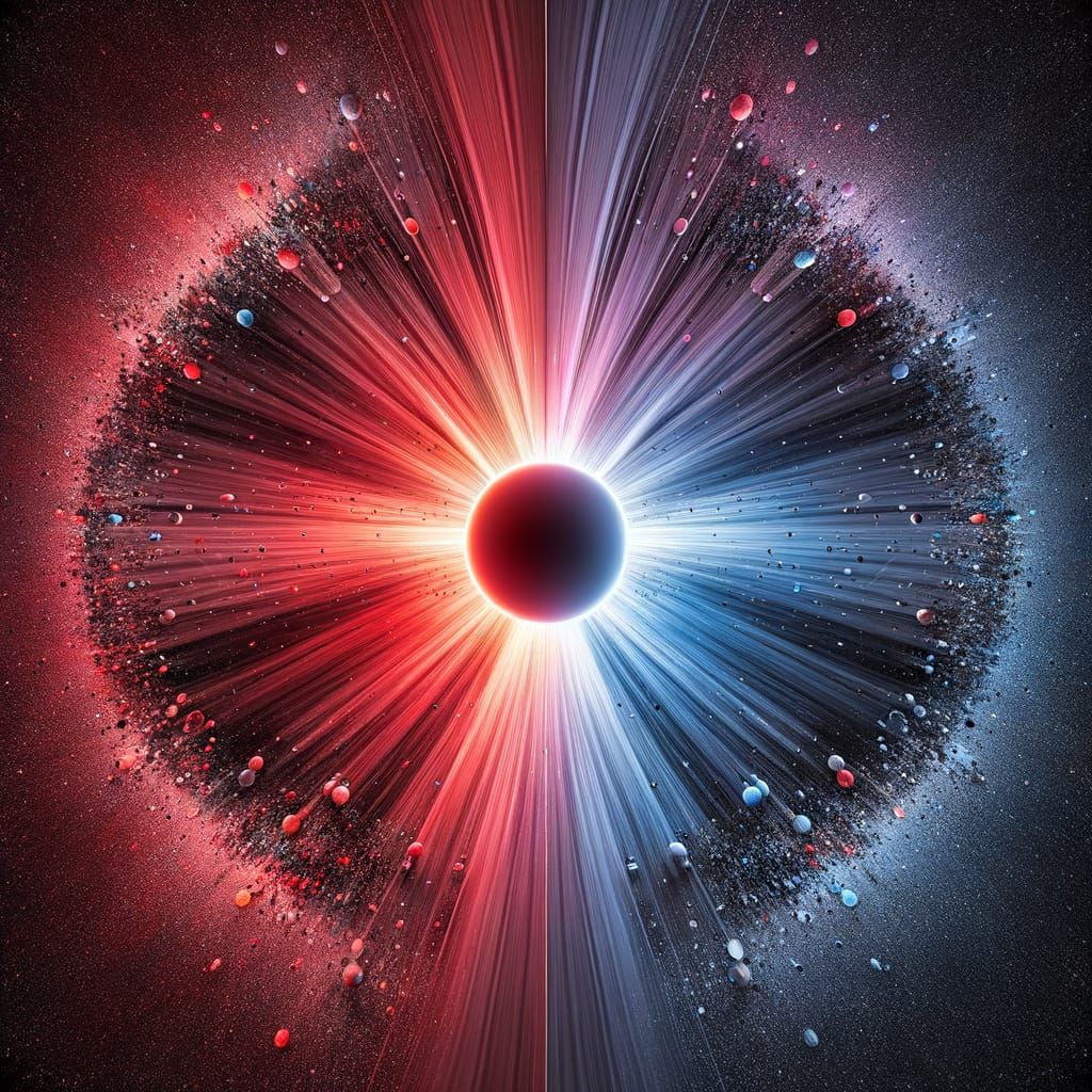 Crimson and Periwinkle Light Sources in Skyward Eclipse