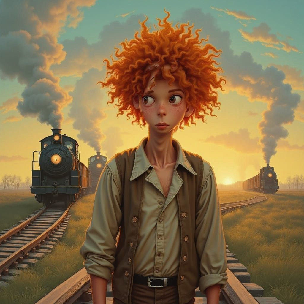 Lost Hobo in Sunset Splendor, Maxfield Parrish Style