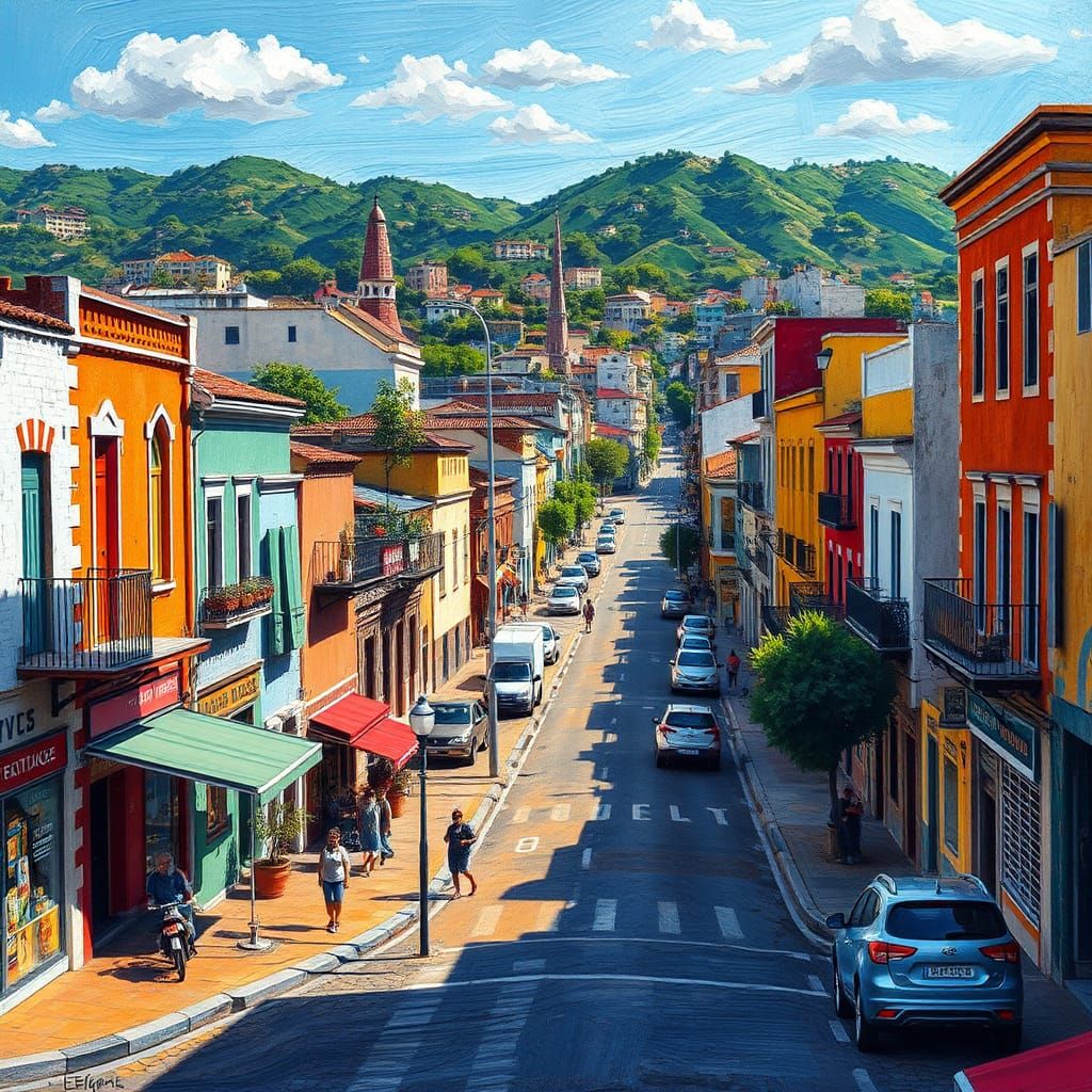 Colorful Artigas, Uruguay Cityscape in Impressionist Style