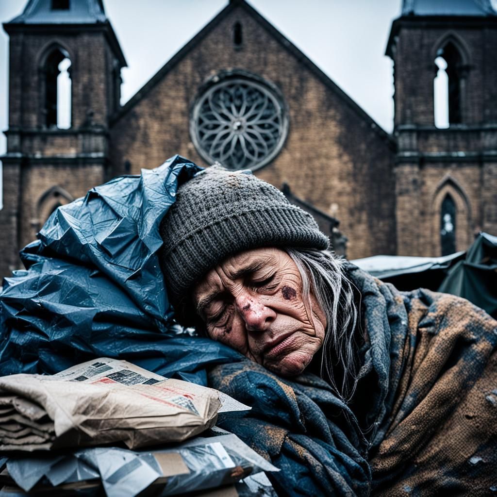 Homeless Woman Finds Solace in Grime and Grit