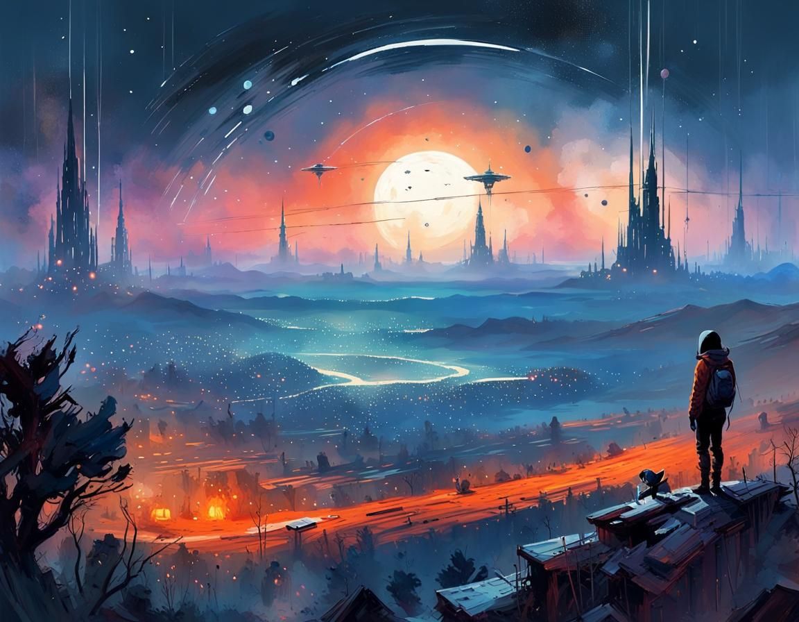 Sci-Fi Alien Night Sky Panorama