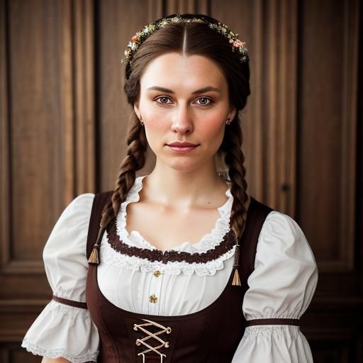 Young German Woman in Traditional Dirndl Portrait