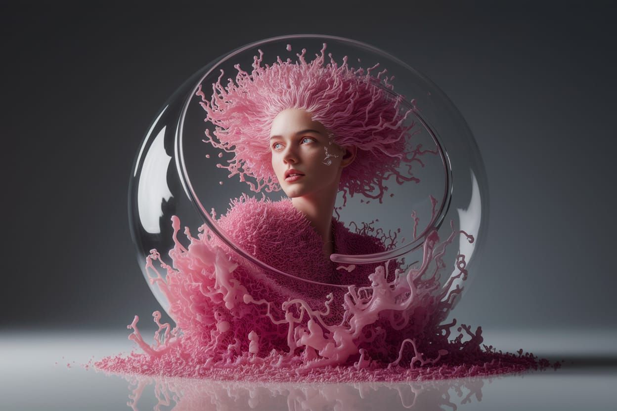 Airbrush Sculptural Rhythm Acrylic Wash Painted on Glass Tap...