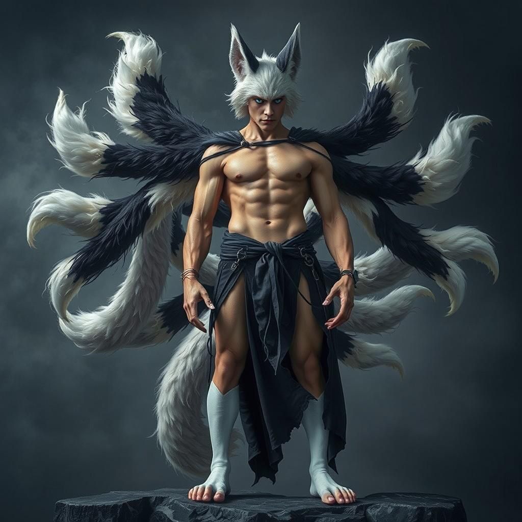 Kitsune Nonbinary Figure in a Cinematic Film Still