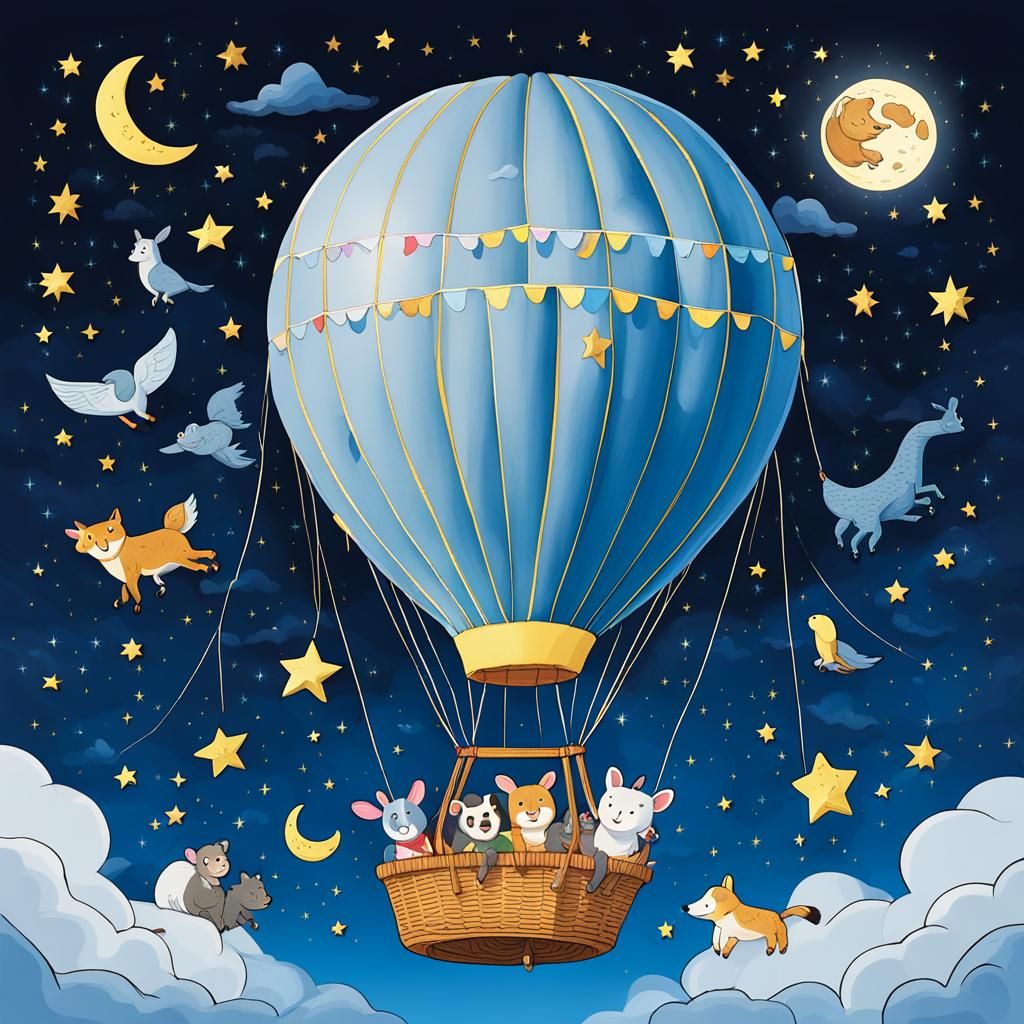 Lunar Balloon Ride Through Starry Sky