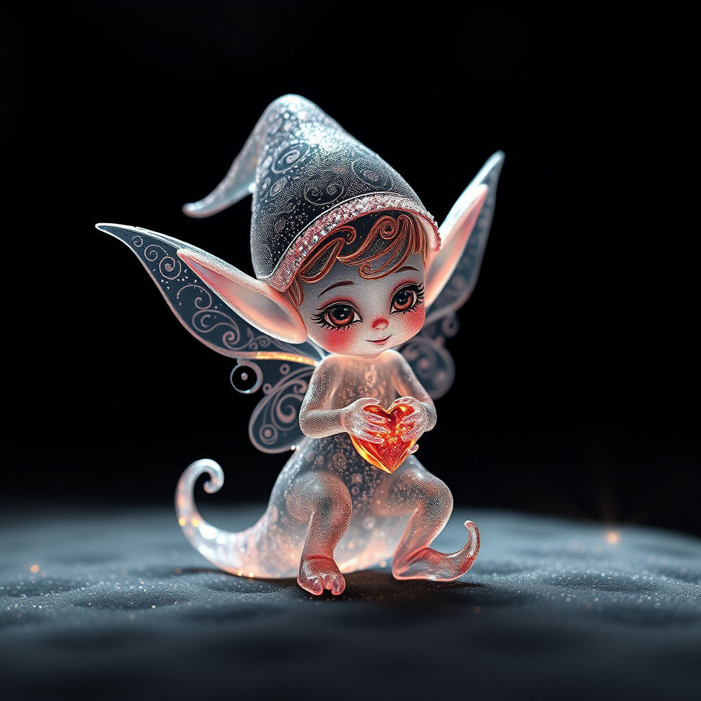 Ethereal Christmas Elf in Fractal Zentangle Style