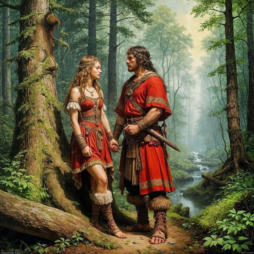 Romantic Wilderness Love in a Mysterious Oil Painting