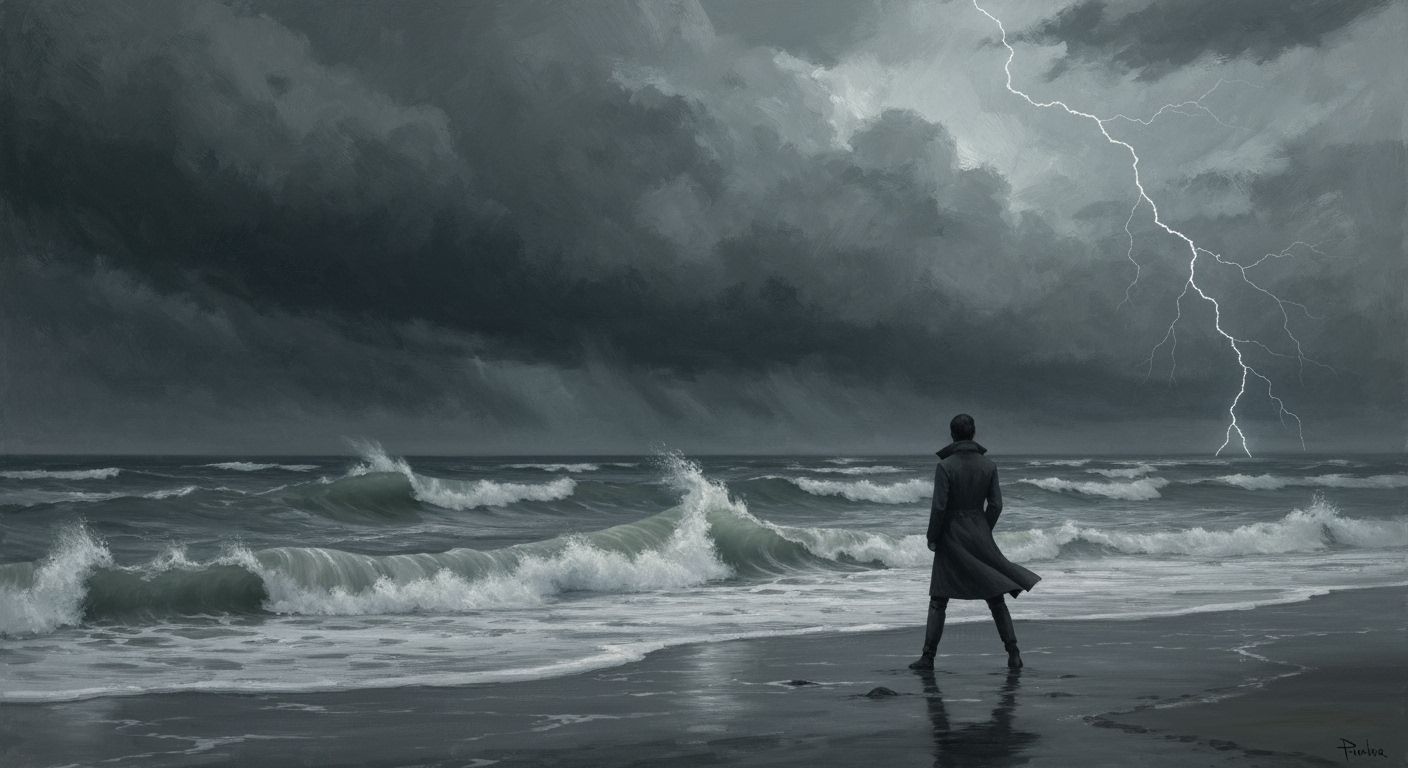 Turbulent Coastline in Romantic Style