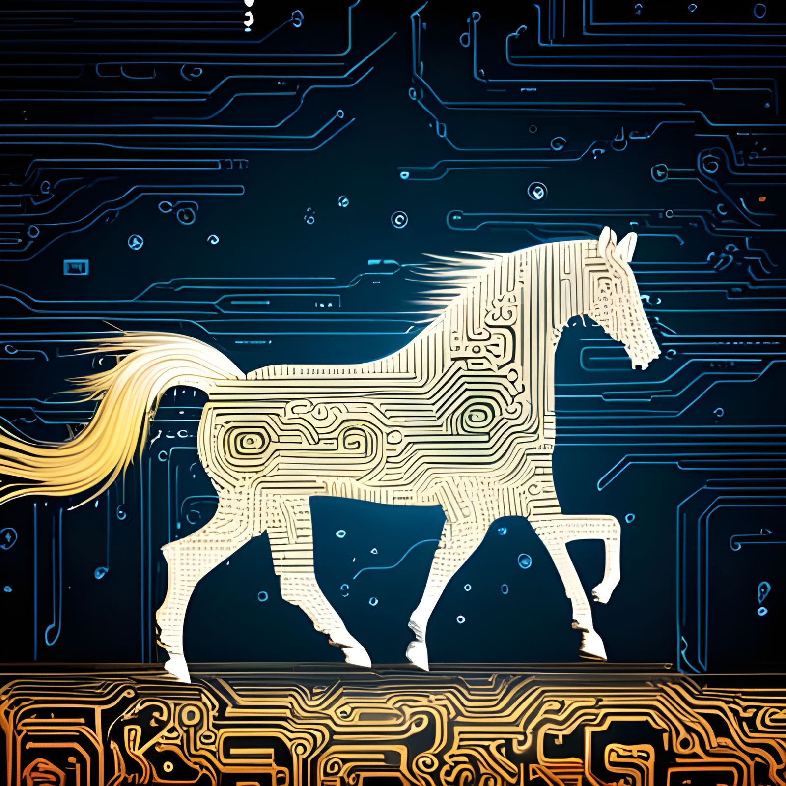 Elegant Trojan Android Horse in Circuitry
