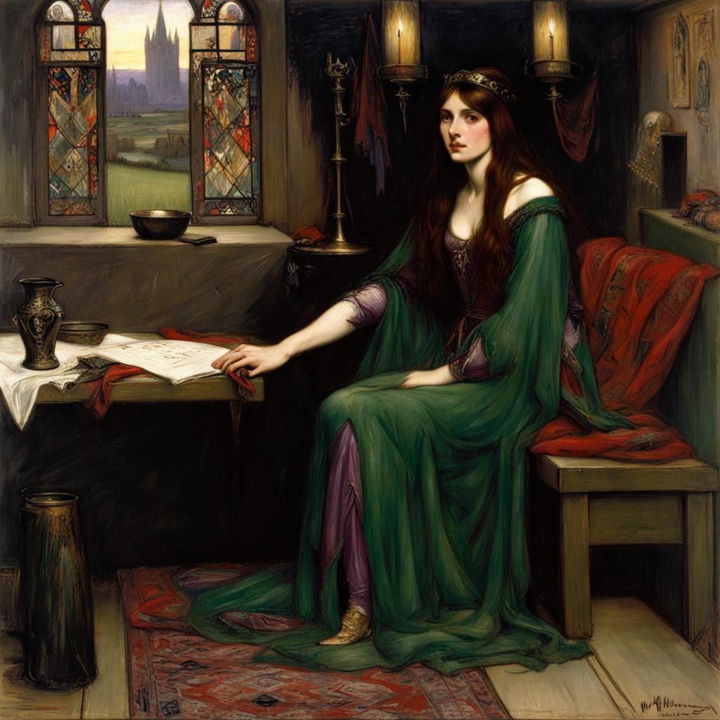 Morgan le Fay in Pre-Raphaelite Style