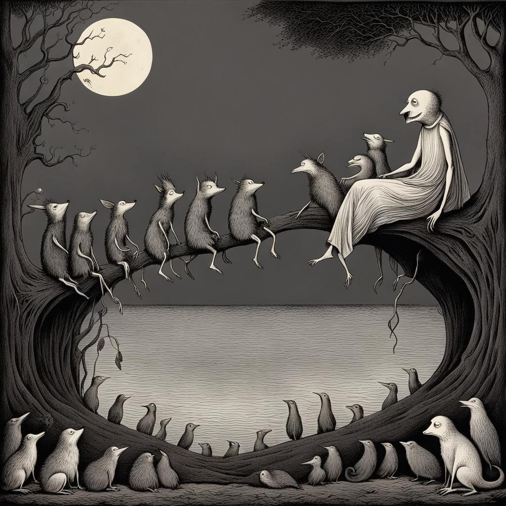 Contrasting Emotions: A Gothic Illustration