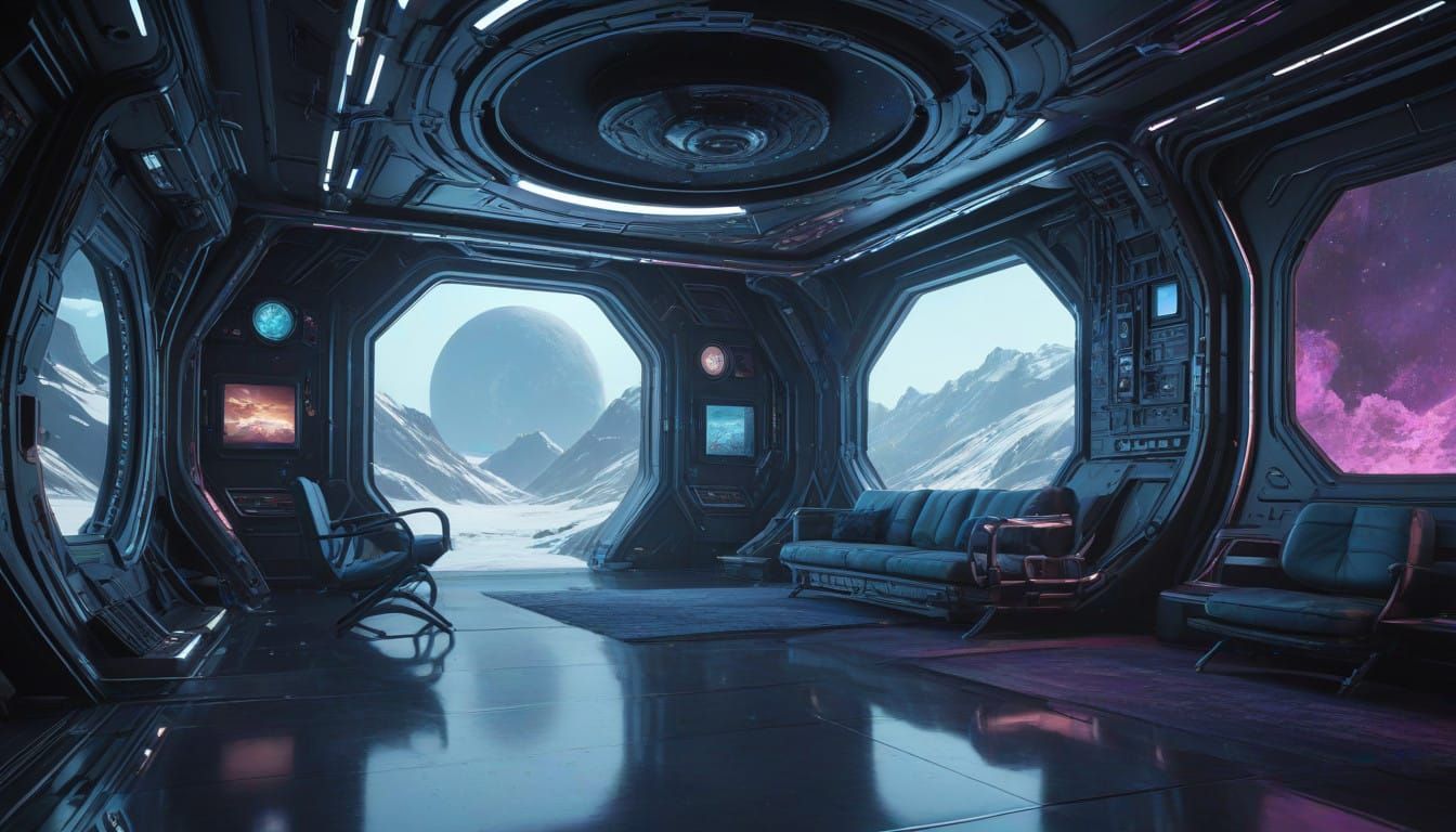 Regal Spacefaring Couple Embarks on Futuristic Odyssey