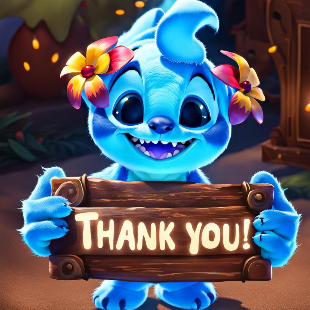 Stitch Says Thank You - Cartoon Style