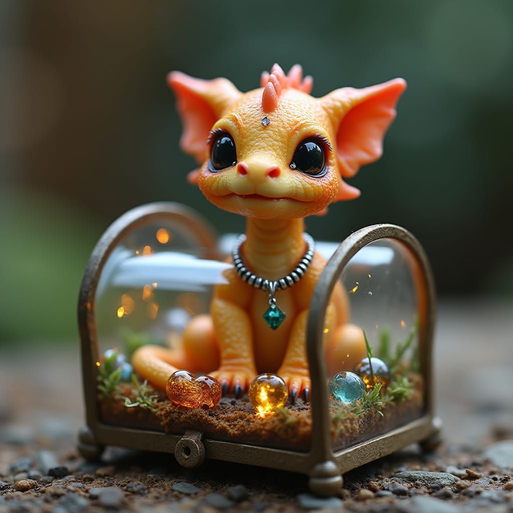 Miniature Dragon in Jewelry Box: Whimsical Dreamscape