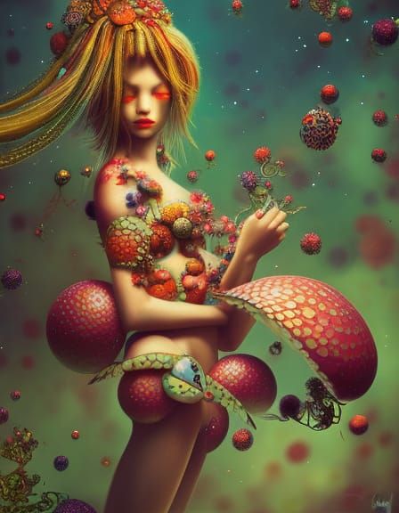 Lady Beetle in a Fairytale, Magic Realism Style