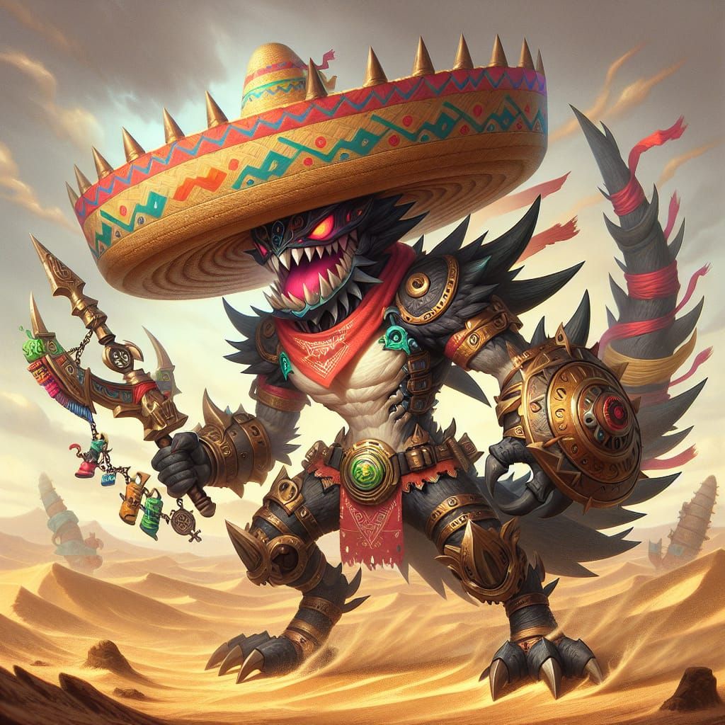 Evolved Sombrero Digimon Character in Desert Landscape
