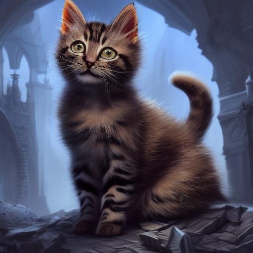 Kitten in Medieval Cat House: Fantasy Concept Art