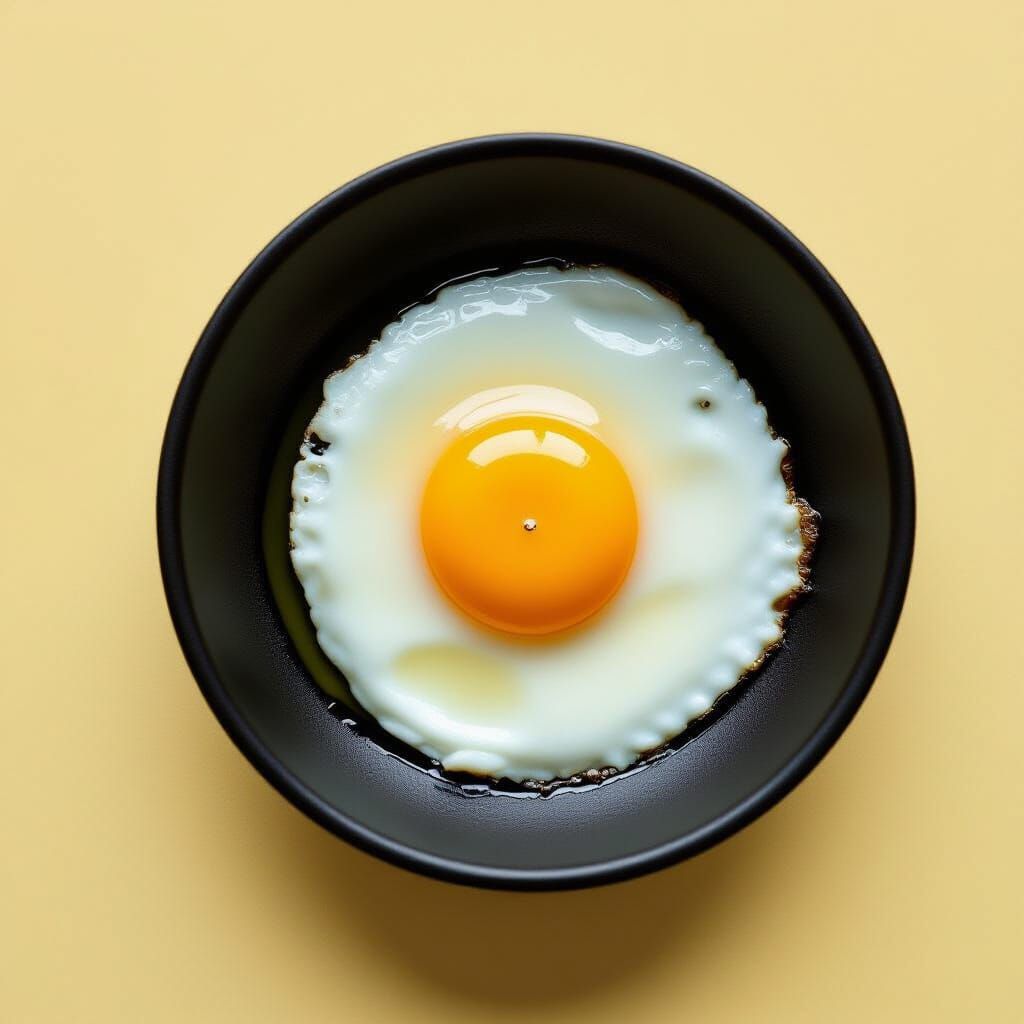 Minimalist Sunny-Side-Up Egg in Black Pan