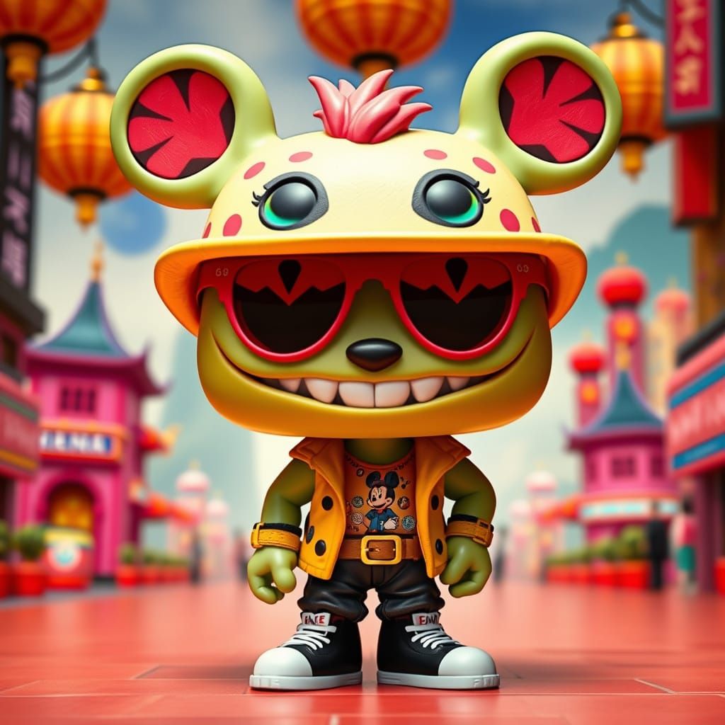 Funko Pop Figure Disney Fashion La Bubu Monster with Disney-style Ears and Toothy Smile in Disneyland Kong Kong