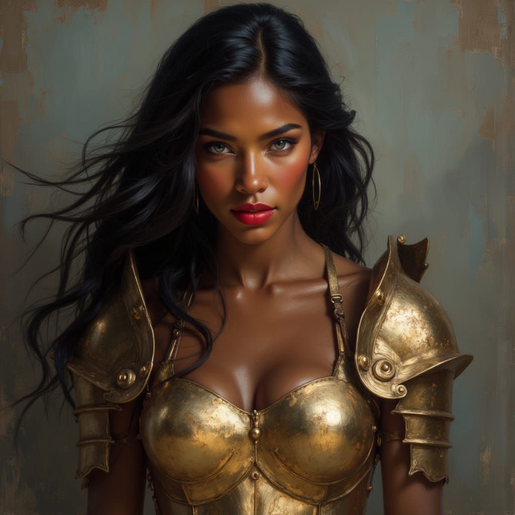 Kelly Rowland Warrior Goddess in Golden Armor